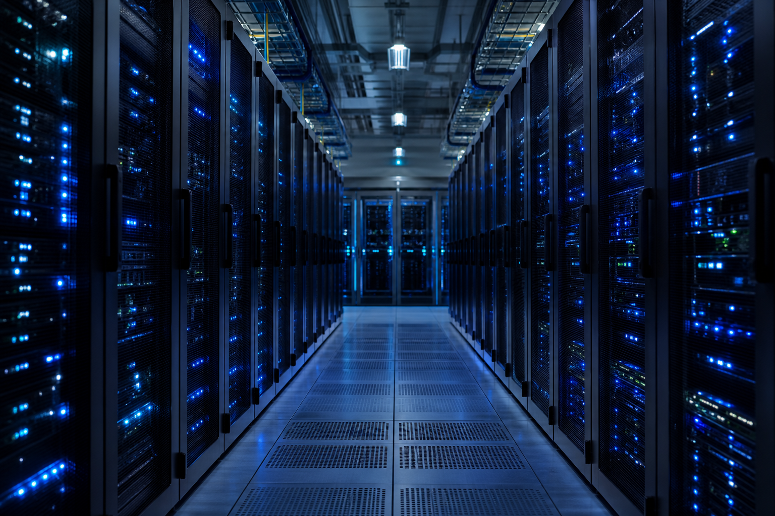Modern Tier-1 data centre with redundant power and server racks